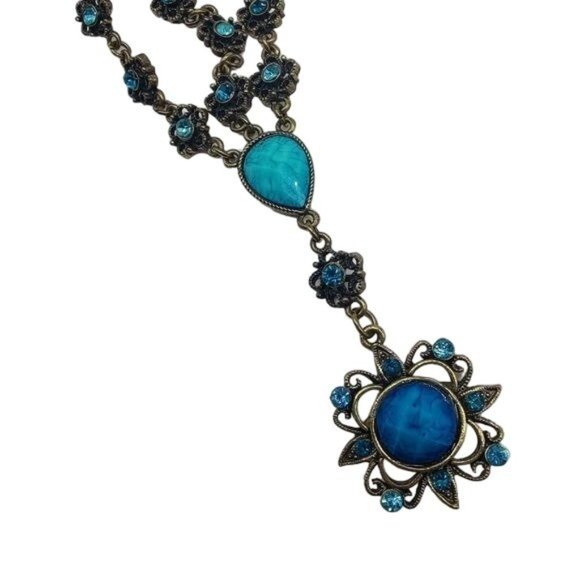 Ring Slave Bracelet Combo Hand Chain Silver Turquoise Adjustable Spring Cuff - Picture 3 of 8